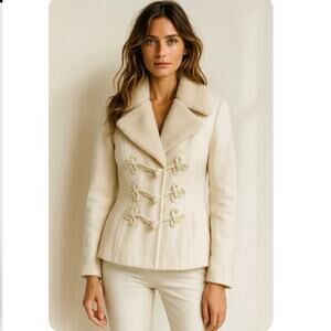 NWT Ralph Lauren Boho Norther Lights Peak Cream Wool Shearling Lined Coat L